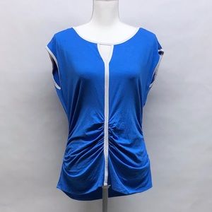 Vince Camuto Blue Gathered Top